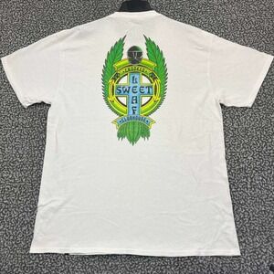 Crooked Clubhouse Shirt Men‎ Extra Large White Sweet Leaf Short Sleeve XL